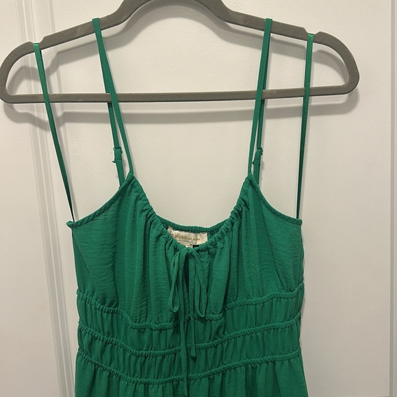 Monteau Green Smocked Tiered Midi Dress - Size Small - Picture 2 of 7